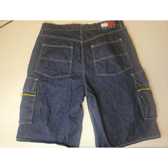 Vintage Tommy Jeans Tommy Hilfiger Carpenter Shorts/Jorts Y2K Baggy Denim| Sz 38 - Picture 12 of 16